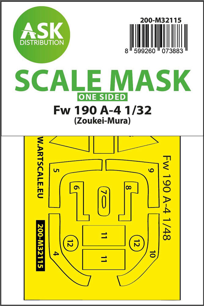 ASK 200-M32115 Fw 190A-4 one-sided express fit mask for Zoukei-Mura