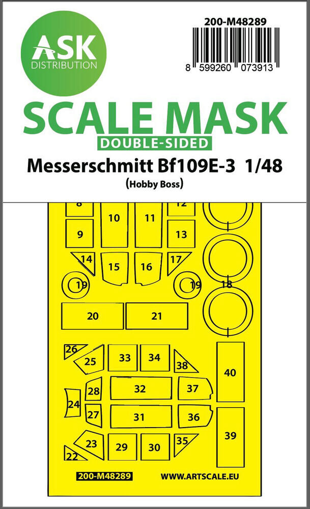 ASK 200-M48289 Bf 109E-3 double-sided express fit mask for Hobby Boss