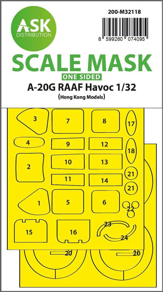 ASK 200-M32118 A-20G RAAF Havoc one-sided express fit mask for HK Models