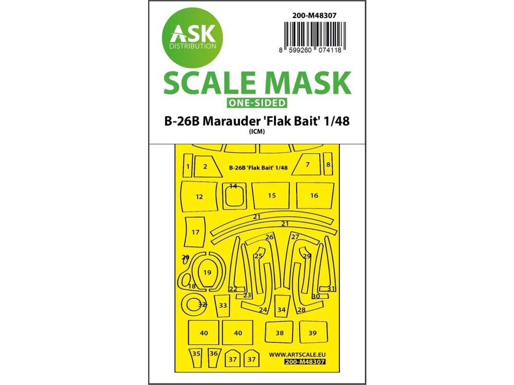ASK 200-M48307 B-26B Marauder Flak Bait one-sided express fit mask for ICM
