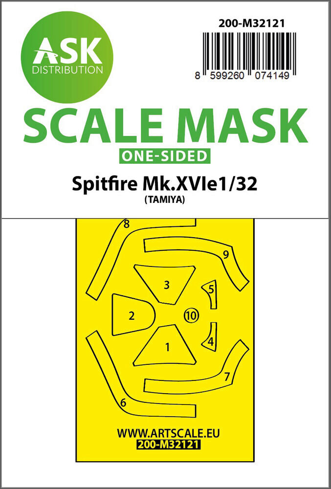 ASK 200-M32121 Spitfire Mk.XVIe one-sided express fit mask for Tamiya