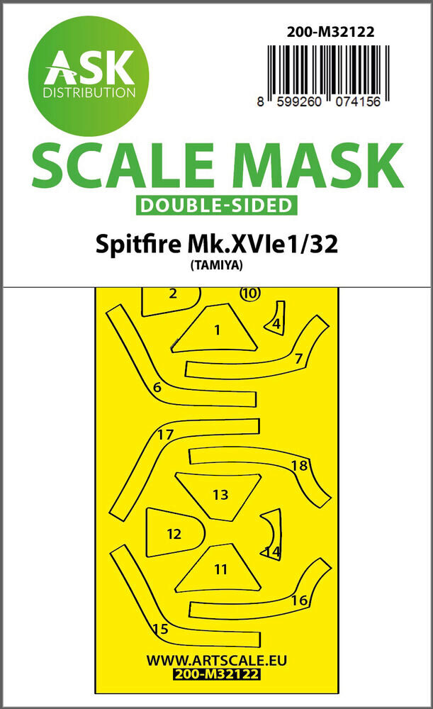 ASK 200-M32122 Spitfire Mk.XVIe double-sided express fit mask for Tamiya
