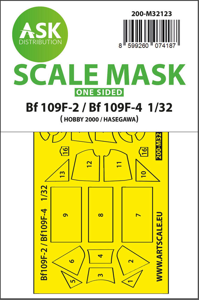 ASK 200-M32123 Bf 109F-2 / Bf 109F-4 one-sided express fit mask for Hasegawa / Hobby 2000