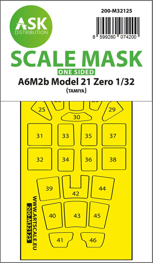 ASK 200-M32125 A6M2b Model 21 Zero one-sided express fit mask for Tamiya