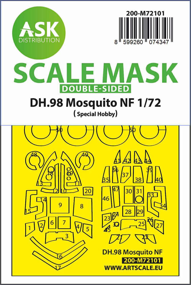 ASK 200-M72101 DH.98 Mosquito NF double-sided fit express mask for Special Hobby
