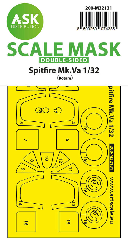 ASK 200-M32131 Spitfire Mk.Va double-sided express fit and self adhesive mask for Kotare