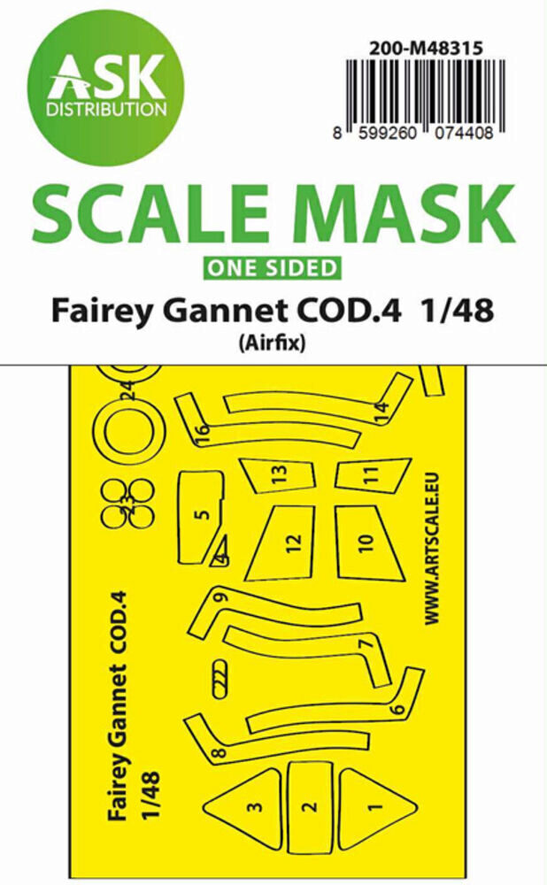ASK 200-M48315 Fairey Gannet COD.4 one-sided fit and self adhesive express mask for Airfix