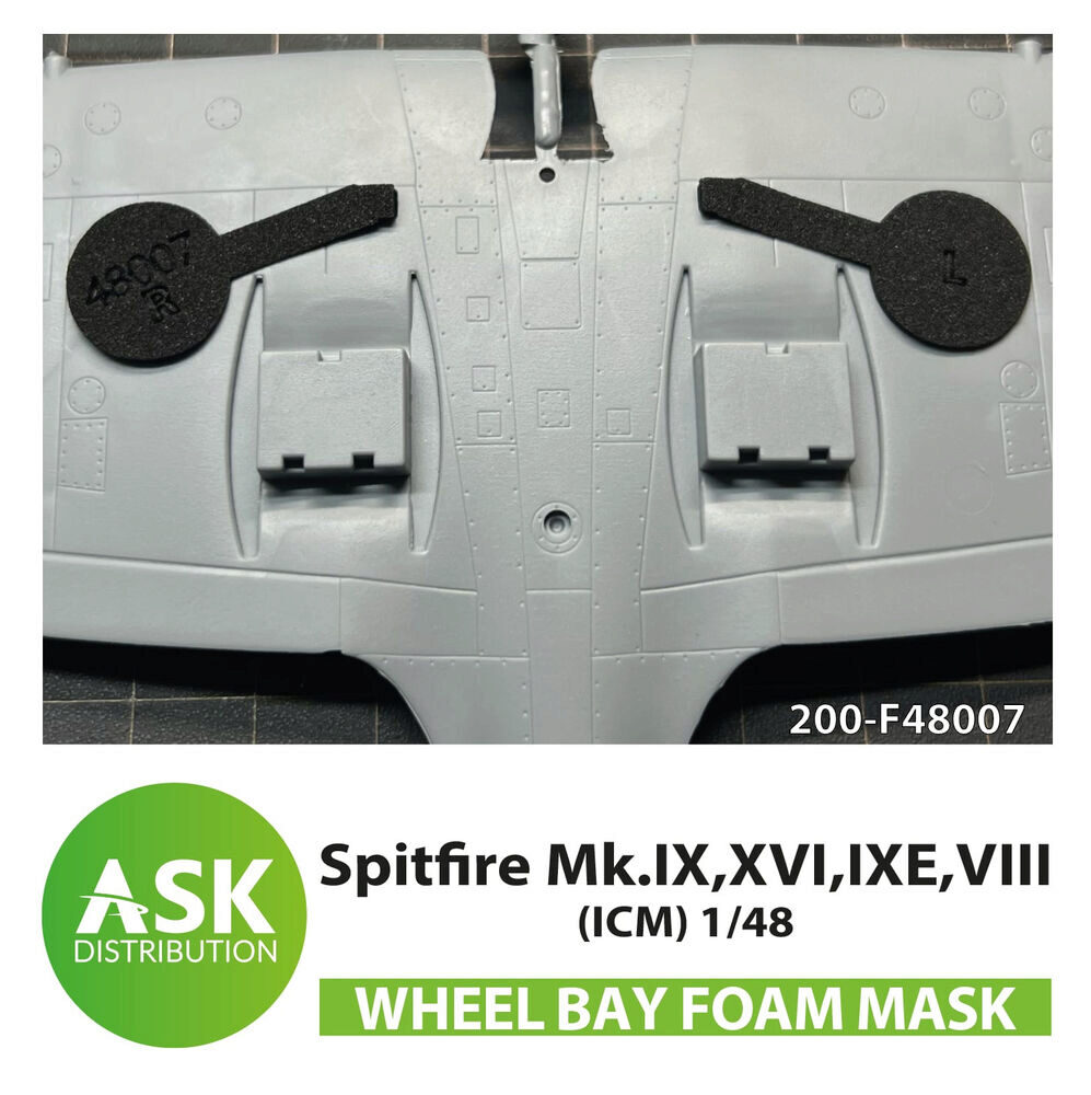 ASK 200-F48007 Spitfire Mk.IX, XVI, IXE, VIII FOAM flexibel wheel bay mask for ICM