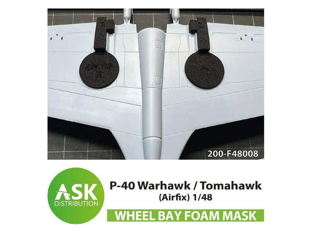 ASK 200-F48008 P-40 Warhawk / Tomahawk  FOAM flexibel wheel bay mask for Airfix