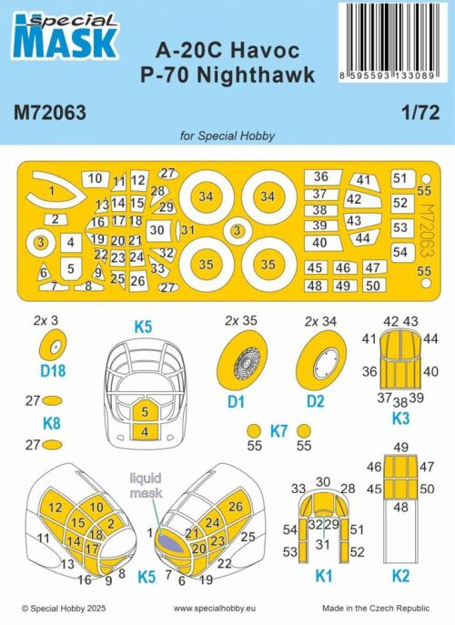 Special Hobby 100-M72063 A-20C Havoc / P-70 Nighthawk MASK