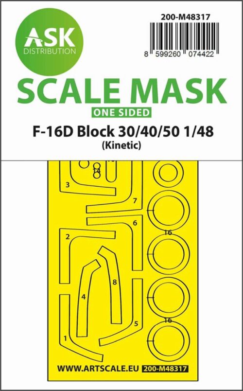 Art Scale Kit 200-M48317 F-16D Block 30/40/50 one-sided fit and self adhesive express mask for Kinetic
