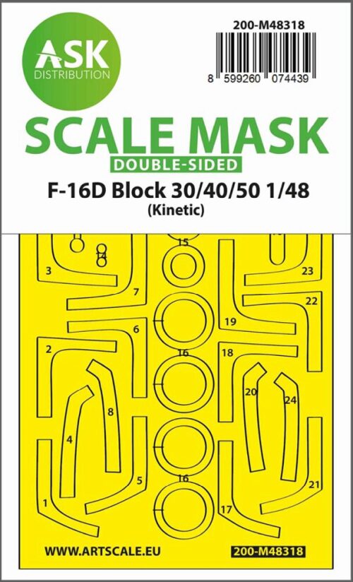 Art Scale Kit 200-M48318 F-16D Block 30/40/50 double-sided fit and self adhesive express mask for Kinetic