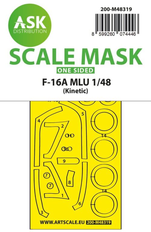 Art Scale Kit 200-M48319 F-16A MLU one-sided fit and self adhesive express mask for Kinetic