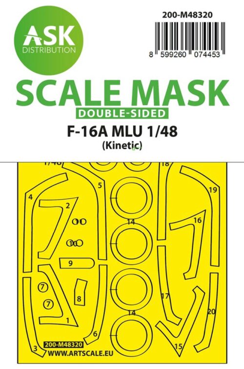 Art Scale Kit 200-M48320 F-16A MLU double-sided fit and self adhesive express mask for Kinetic