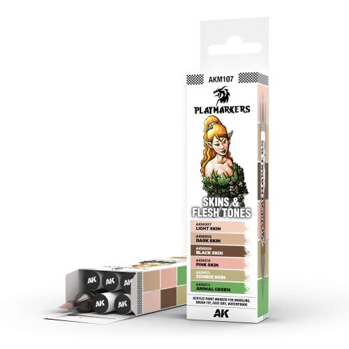 AK Interactive AKM107 PLAYMARKERS SET - SKIN & FLESH TONES (6 ref.)