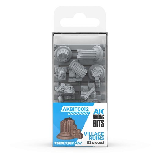 AK Interactive AKBIT0012 VILLAGE RUINS - BASING BITS 12 pieces