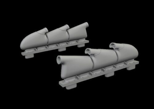 Eduard Accessories 672441 Spitfire Mk.V three-stacks exhaust rounded PRINT for Eduard