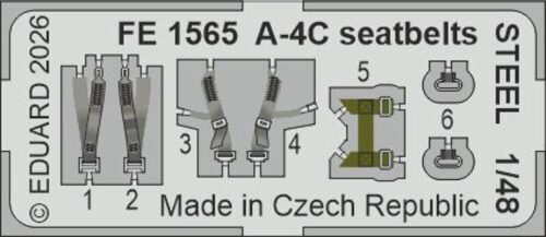 Eduard Accessories FE1565 A-4C seatbelts STEEL for Hobby Boss
