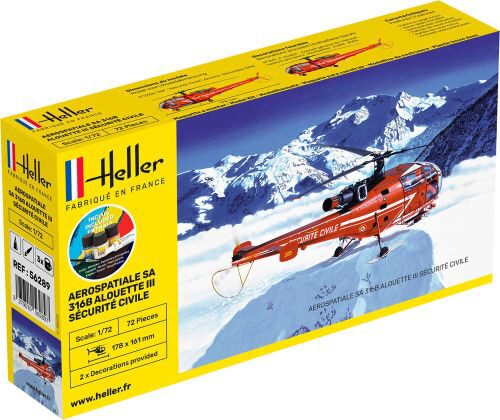 Heller 56289 STARTER KIT Alouette III Sécurité Civile