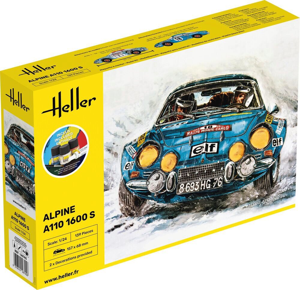 Heller 56745 Alpine A110(1600) Kit Ref. (including paints,brush and glue)