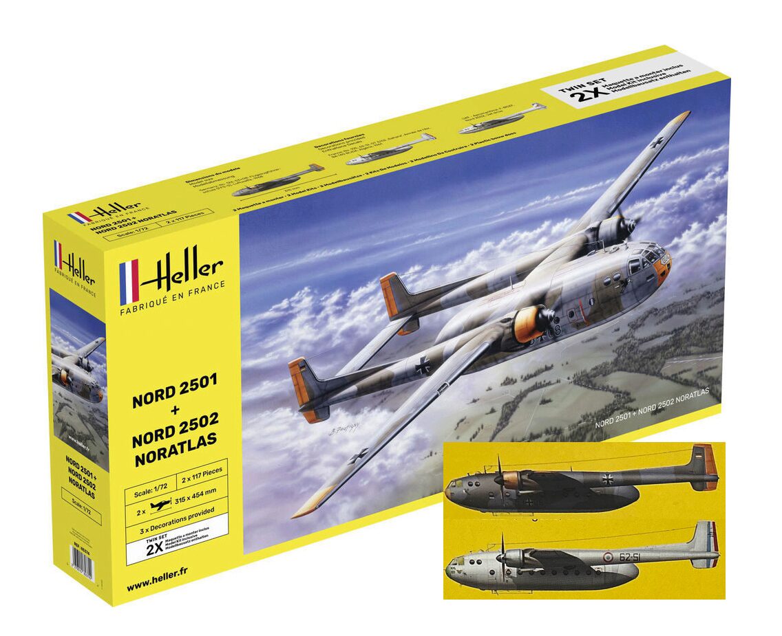 Heller 85374 Doppelpack Nord2501 + Nord 2502  -  2x Flugzeugbausätze