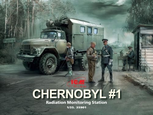 ICM 35901 Chernobyl1.Radiation Monitoring Stat(ZiL-131KShM truck&5figu&diorambase w.backgr