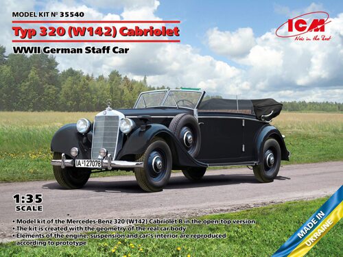 ICM 35540 Typ 320 (W142) Cabriolet, WWII German Staff Car