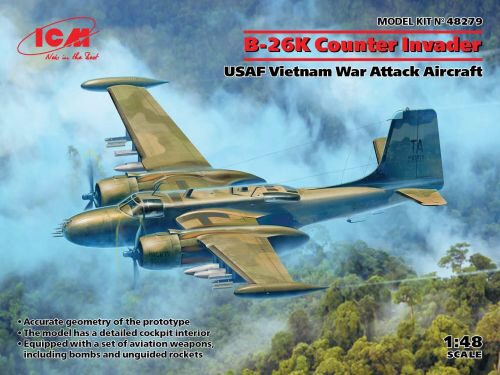 ICM 48279 B-26K Counter Invader, USAF Vietnam War Attack Aircraft