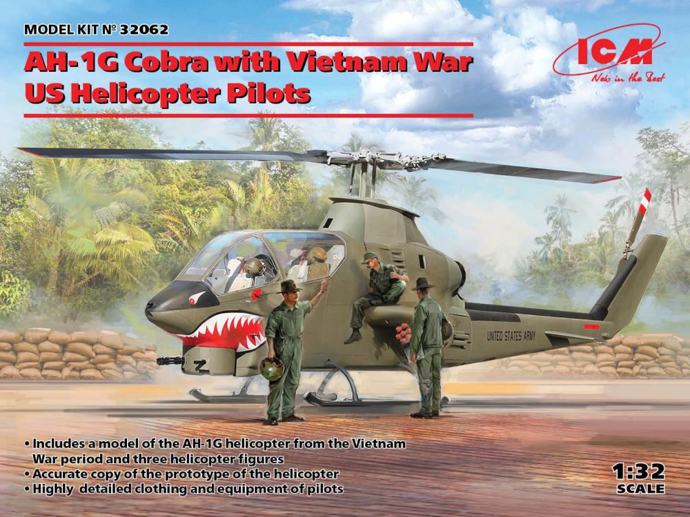 ICM 32062 AH-1G Cobra with Vietnam War US Helicopter Pilots