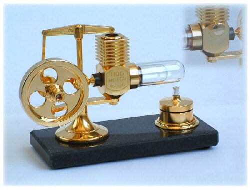 Krick 22200 Stirlingmotor gross Gold montiert