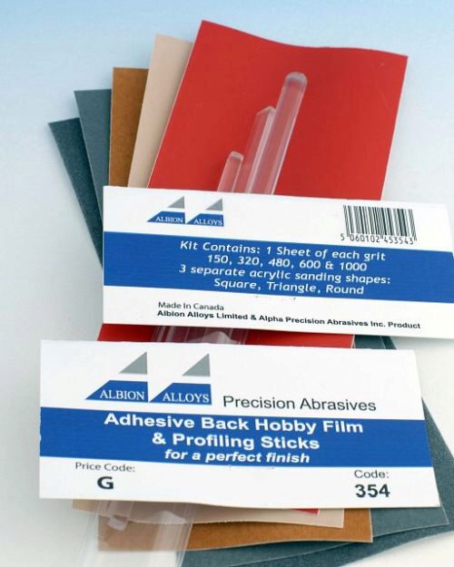 ALLBION ALLOY AA354 Schleifpapier selbstklebend mit 3 verschiedenen Profilsticks