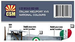 Copper State Models D32001 Italian Nieuport XVII national colours