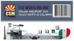 Copper State Models D32003 Italian Nieuport XVII Fulco Ruffo Di Calabria