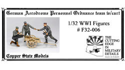 Copper State Models F32006 German aerodrome personnel ordnance team with cart