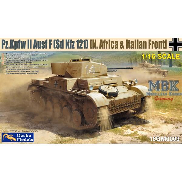 Gecko Models 16GM0009 Pz.Kpfw II (Sd.Kfz. 121) Ausf. F (N.Africa&Italia)