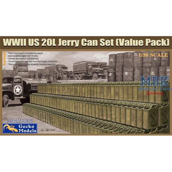 Gecko Models 35GM0036 WWII US 20L Jerry Can Set (Value pack)