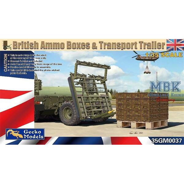 Gecko Models 35GM0037 British ammo boxes & transport trailer