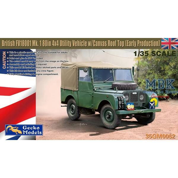 Gecko Models 35GM0062 Brit. FV18001 Mk.1 80in 4x4 Utility Veh.w/canvas