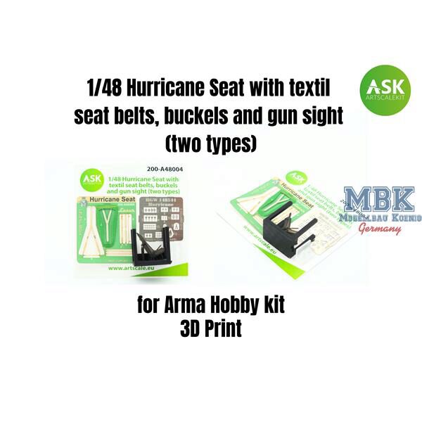 Artscale ASK200-A48004 Hurricane Seat w/seat belts, buckels a. gun sights