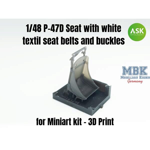 Artscale ASK200-A48007 P-47D Seat with white textil seat belts + buckles