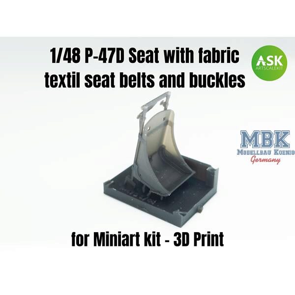 Artscale ASK200-A48009 P-47D Seat with fabric textil seat belts + buckles