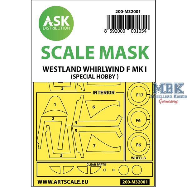 Artscale ASK200-M32001 Westland Whirlwind Mk.I double-sided masks (SH)