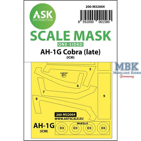 Artscale ASK200-M32004 AH-1G Cobra (late) one-sided masks (ICM/SH)