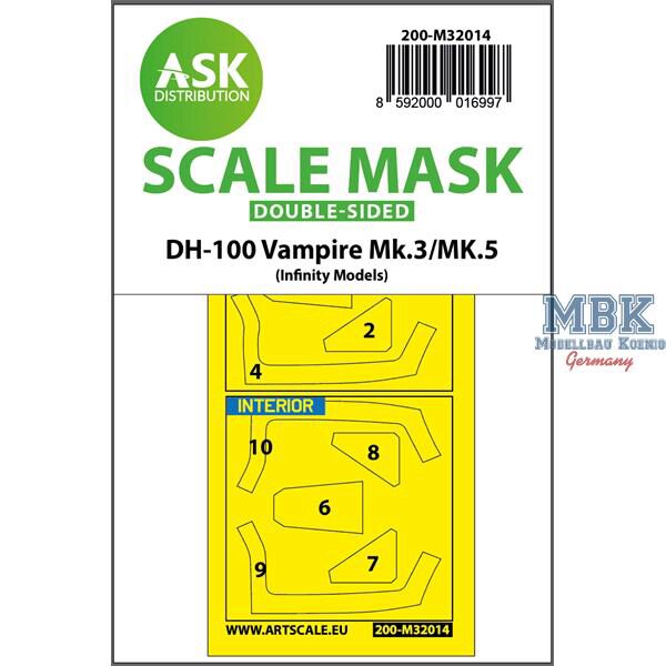 Artscale ASK200-M32014 DH-100 Vampire Mk.3/Mk.5 double-sided expr. Masks