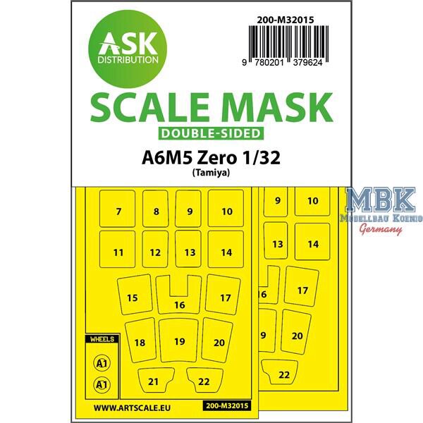 Artscale ASK200-M32015 A6M5 Zero double-sided express masks for Tamiya