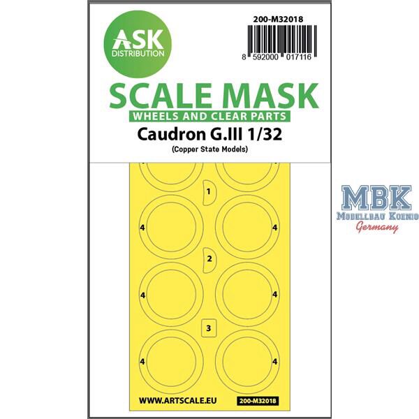 Artscale ASK200-M32018 Caudron G.III double-sided express masks for CSM