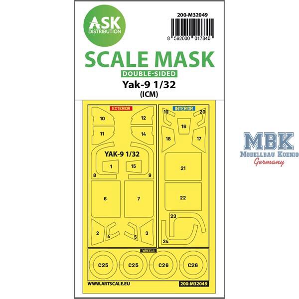 Artscale ASK200-M32049 Yak-9 double-sided pre-cutted mask for ICM