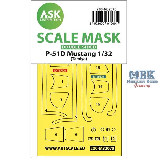 Artscale ASK200-M32070 P-51D Mustang double-sided fit mask for Tamiya