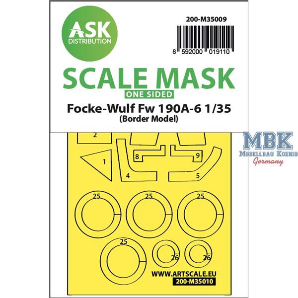 Artscale ASK200-M35009 Fw 190A-6 one-sided painting mask for Border Model