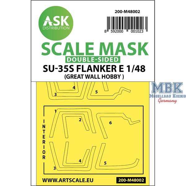 Artscale ASK200-M48002 Su-35S Flanker E double-sided painting masks GWH